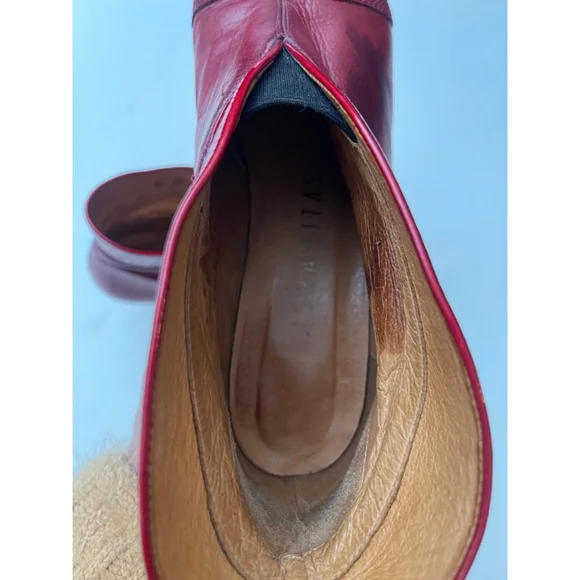Women's Hispanitas Red Leather Ankle Boots Size 41 EU - Picture 5 of 16